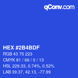 颜色代码: HEX #2B4BDF | qconv.com