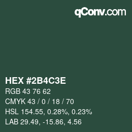 Color code: HEX #2B4C3E | qconv.com
