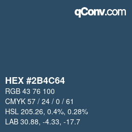 カラーコード: HEX #2B4C64 | qconv.com