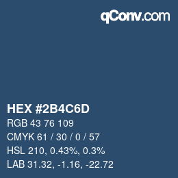 カラーコード: HEX #2B4C6D | qconv.com