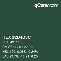 Color code: HEX #2B4D3C | qconv.com