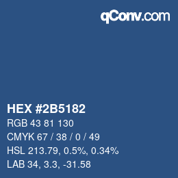 カラーコード: HEX #2B5182 | qconv.com