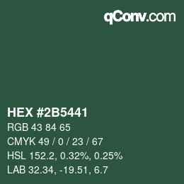 Color code: HEX #2B5441 | qconv.com
