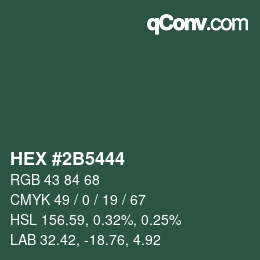 カラーコード: HEX #2B5444 | qconv.com