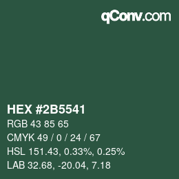 Farbcode: HEX #2B5541 | qconv.com