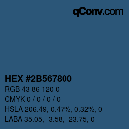 Farbcode: HEX #2B567800 | qconv.com