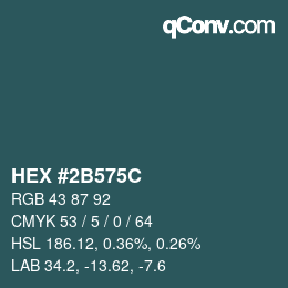 Color code: HEX #2B575C | qconv.com