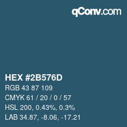 Farbcode: HEX #2B576D | qconv.com