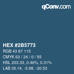 颜色代码: HEX #2B5773 | qconv.com