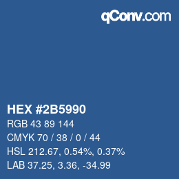 カラーコード: HEX #2B5990 | qconv.com