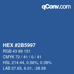 カラーコード: HEX #2B5997 | qconv.com