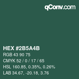 Color code: HEX #2B5A4B | qconv.com