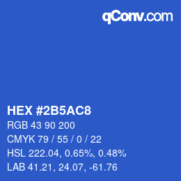 カラーコード: HEX #2B5AC8 | qconv.com