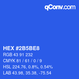 Farbcode: HEX #2B5BE8 | qconv.com