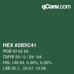 カラーコード: HEX #2B5C41 | qconv.com