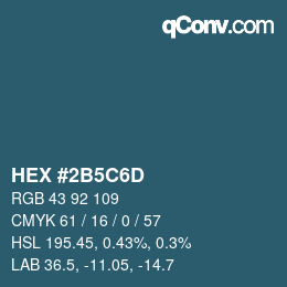 カラーコード: HEX #2B5C6D | qconv.com