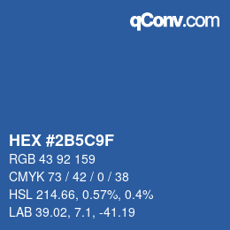 カラーコード: HEX #2B5C9F | qconv.com