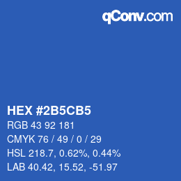 颜色代码: HEX #2B5CB5 | qconv.com