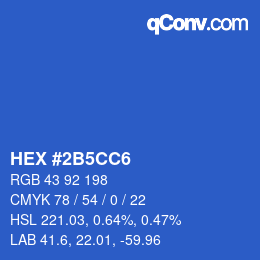 カラーコード: HEX #2B5CC6 | qconv.com