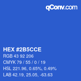 カラーコード: HEX #2B5CCE | qconv.com