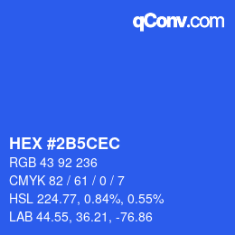 Farbcode: HEX #2B5CEC | qconv.com