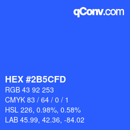 颜色代码: HEX #2B5CFD | qconv.com