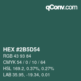 Color code: HEX #2B5D54 | qconv.com