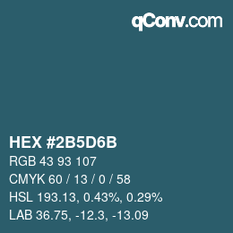 Color code: HEX #2B5D6B | qconv.com