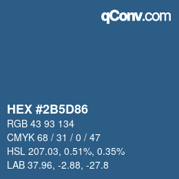 カラーコード: HEX #2B5D86 | qconv.com