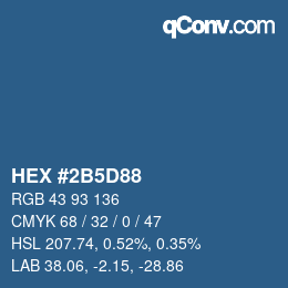 颜色代码: HEX #2B5D88 | qconv.com