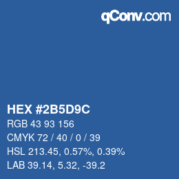 颜色代码: HEX #2B5D9C | qconv.com