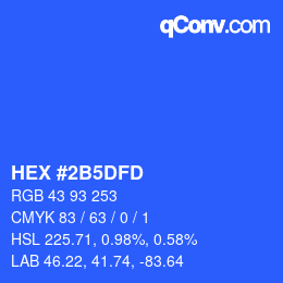 颜色代码: HEX #2B5DFD | qconv.com