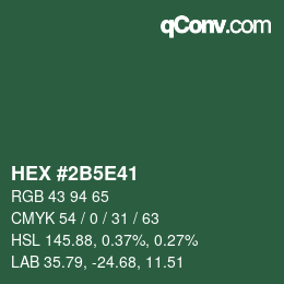 Farbcode: HEX #2B5E41 | qconv.com
