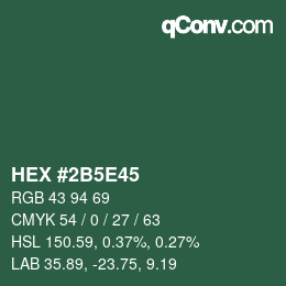 Farbcode: HEX #2B5E45 | qconv.com
