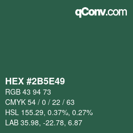 Farbcode: HEX #2B5E49 | qconv.com
