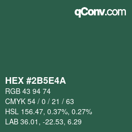 Código de color: HEX #2B5E4A | qconv.com