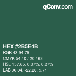 Code couleur: HEX #2B5E4B | qconv.com