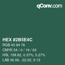 Color code: HEX #2B5E4C | qconv.com