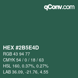 Código de color: HEX #2B5E4D | qconv.com