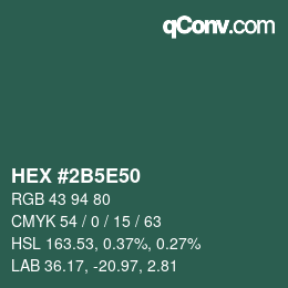 Color code: HEX #2B5E50 | qconv.com