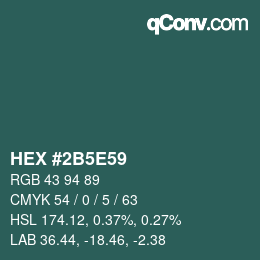 Color code: HEX #2B5E59 | qconv.com