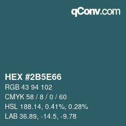 Color code: HEX #2B5E66 | qconv.com