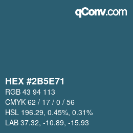 Farbcode: HEX #2B5E71 | qconv.com