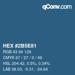 Farbcode: HEX #2B5E81 | qconv.com