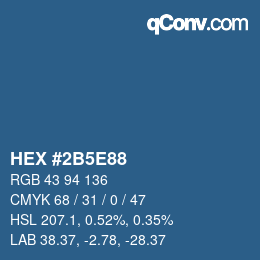 Farbcode: HEX #2B5E88 | qconv.com