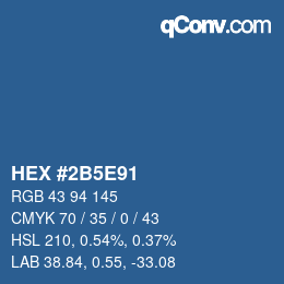 Farbcode: HEX #2B5E91 | qconv.com