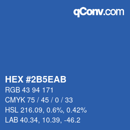 Code couleur: HEX #2B5EAB | qconv.com