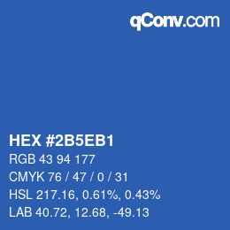 颜色代码: HEX #2B5EB1 | qconv.com