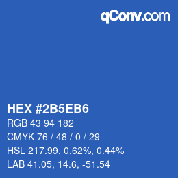 颜色代码: HEX #2B5EB6 | qconv.com
