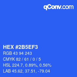 颜色代码: HEX #2B5EF3 | qconv.com
